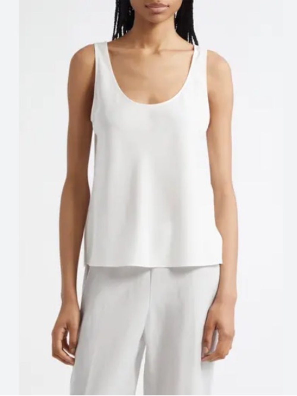 Vince White Stretch Silk Scoop Tank